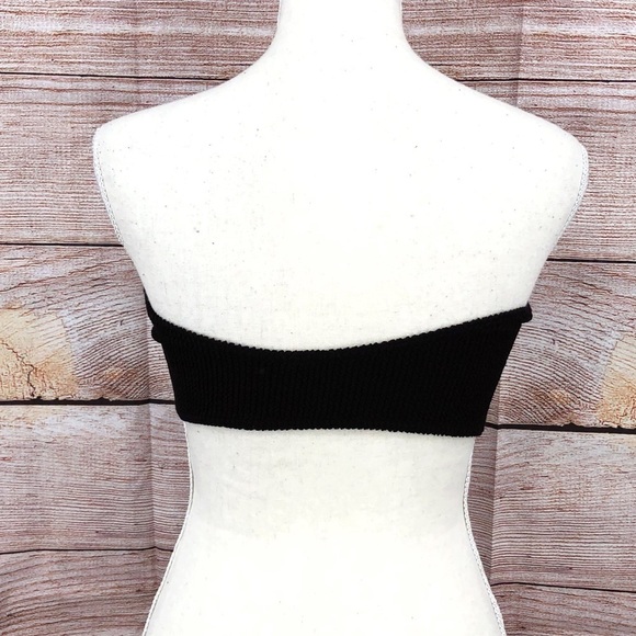 ASOS Black Crinkle Bandeau Bikini Top Size One Size - Picture 4 of 6